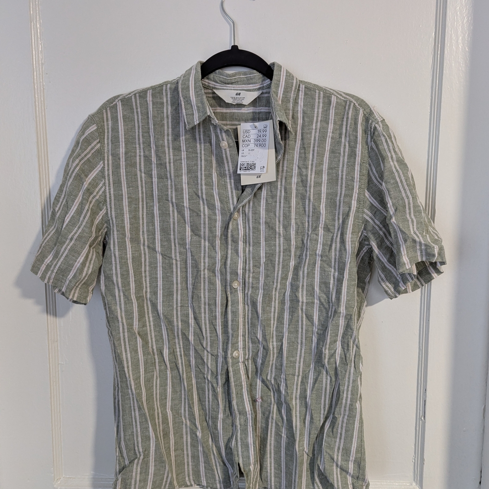 Men's Green Striped Shirt
